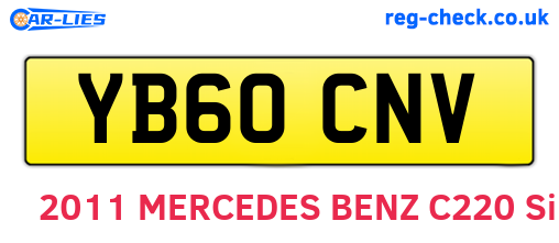 YB60CNV are the vehicle registration plates.