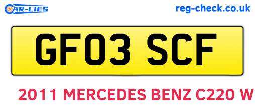 GF03SCF are the vehicle registration plates.
