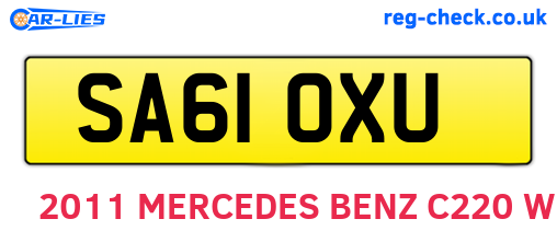 SA61OXU are the vehicle registration plates.