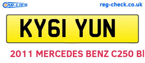 KY61YUN are the vehicle registration plates.