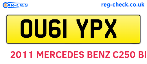 OU61YPX are the vehicle registration plates.