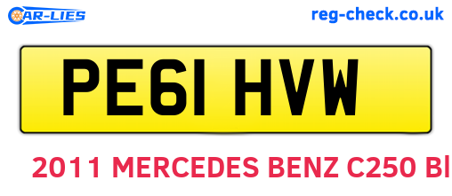 PE61HVW are the vehicle registration plates.