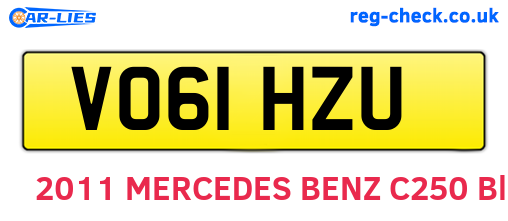 VO61HZU are the vehicle registration plates.