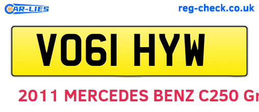 VO61HYW are the vehicle registration plates.