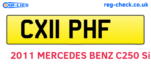 CX11PHF are the vehicle registration plates.