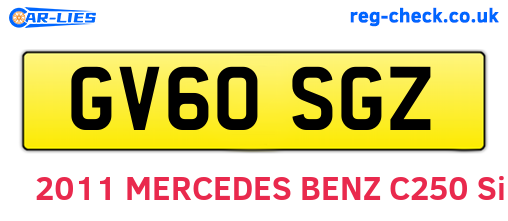 GV60SGZ are the vehicle registration plates.