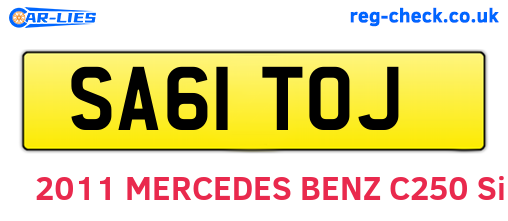 SA61TOJ are the vehicle registration plates.
