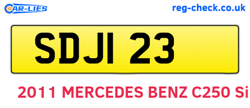 SDJ123 are the vehicle registration plates.
