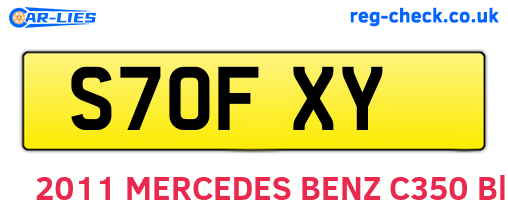 S70FXY are the vehicle registration plates.