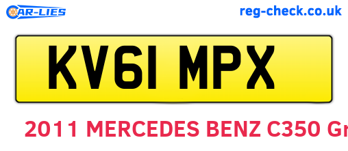 KV61MPX are the vehicle registration plates.