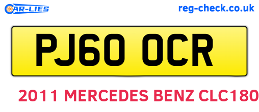 PJ60OCR are the vehicle registration plates.