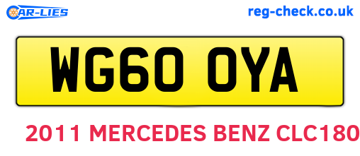 WG60OYA are the vehicle registration plates.