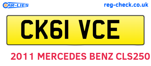 CK61VCE are the vehicle registration plates.