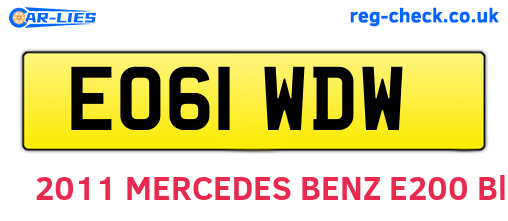 EO61WDW are the vehicle registration plates.