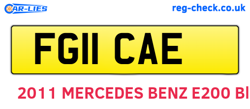 FG11CAE are the vehicle registration plates.
