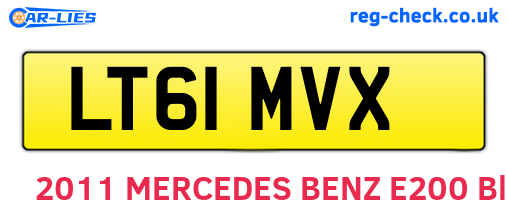 LT61MVX are the vehicle registration plates.