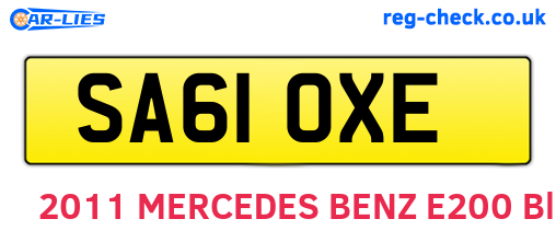 SA61OXE are the vehicle registration plates.