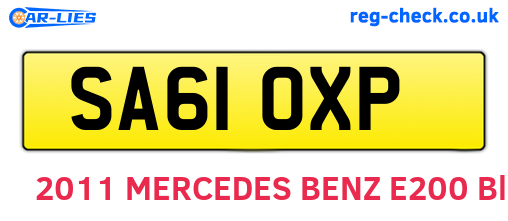 SA61OXP are the vehicle registration plates.