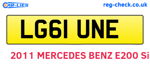 LG61UNE are the vehicle registration plates.