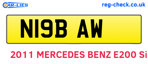 N19BAW are the vehicle registration plates.