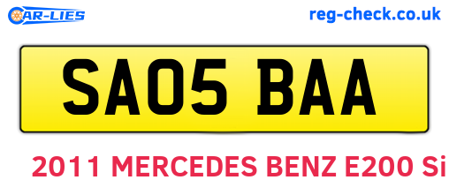 SA05BAA are the vehicle registration plates.