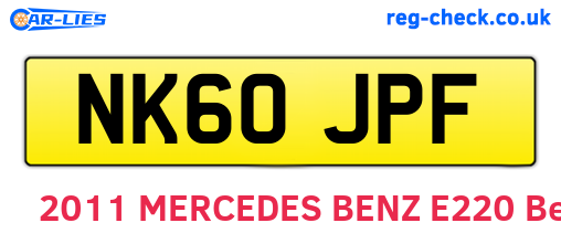 NK60JPF are the vehicle registration plates.