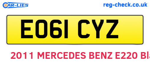 EO61CYZ are the vehicle registration plates.