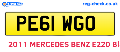 PE61WGO are the vehicle registration plates.