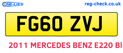 FG60ZVJ are the vehicle registration plates.