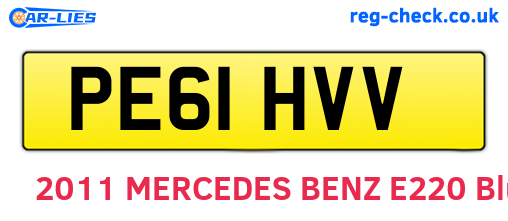 PE61HVV are the vehicle registration plates.