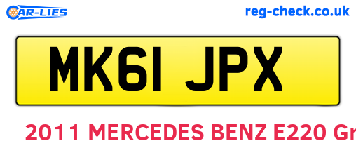 MK61JPX are the vehicle registration plates.