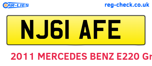 NJ61AFE are the vehicle registration plates.