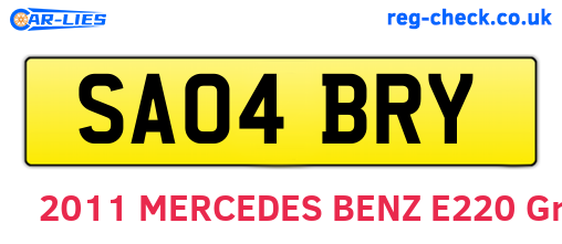SA04BRY are the vehicle registration plates.