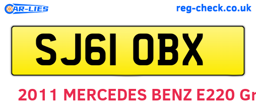 SJ61OBX are the vehicle registration plates.