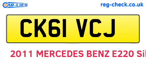 CK61VCJ are the vehicle registration plates.