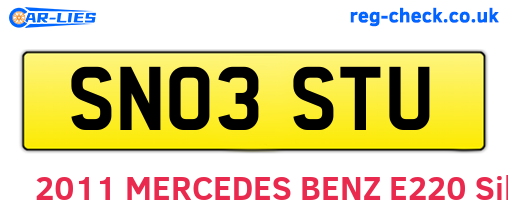 SN03STU are the vehicle registration plates.