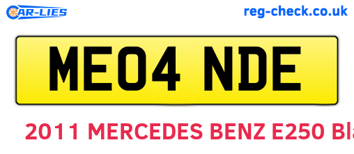 ME04NDE are the vehicle registration plates.
