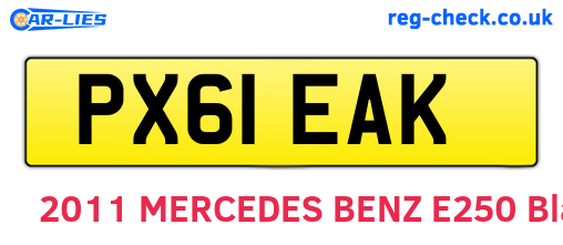 PX61EAK are the vehicle registration plates.