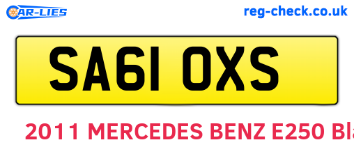 SA61OXS are the vehicle registration plates.
