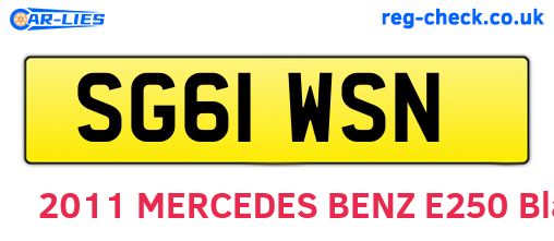 SG61WSN are the vehicle registration plates.