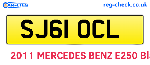 SJ61OCL are the vehicle registration plates.