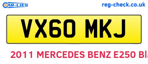 VX60MKJ are the vehicle registration plates.
