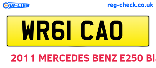 WR61CAO are the vehicle registration plates.