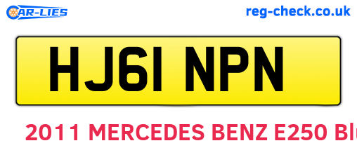 HJ61NPN are the vehicle registration plates.