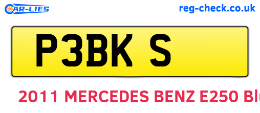 P3BKS are the vehicle registration plates.