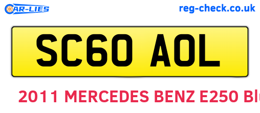 SC60AOL are the vehicle registration plates.
