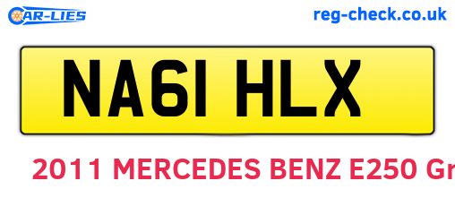 NA61HLX are the vehicle registration plates.