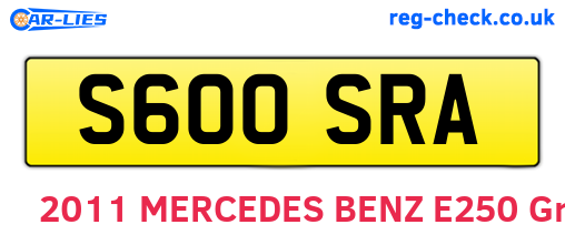 S600SRA are the vehicle registration plates.