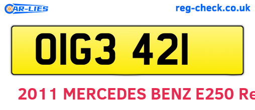 OIG3421 are the vehicle registration plates.