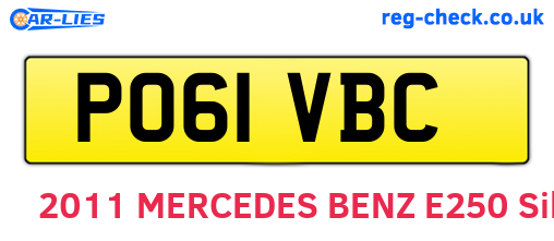 PO61VBC are the vehicle registration plates.